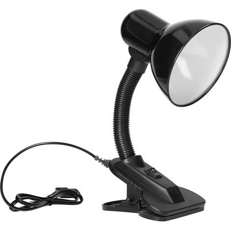 Virone LATSA 10W Reading Lamp for Bed E27 with Clip and Switch, Steel + Flexible Plastic, 90cm Cable Length (Black) (1/5)