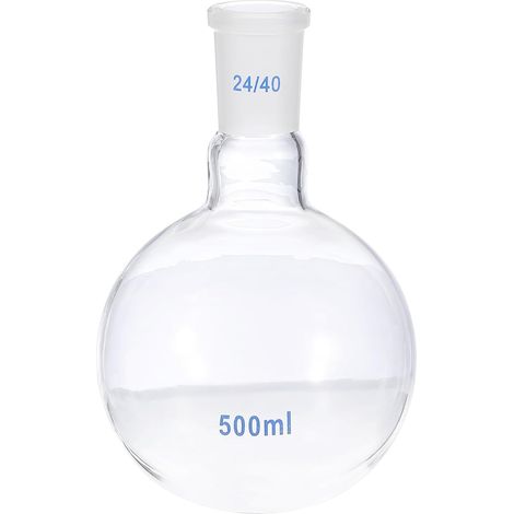 Ballon À Fond Rond De 500ml, Ballon En Verre Borosilicate 3.3 À Col Simple À Fond Rond Avec Joint Extérieur Conique Standard 24/40 Pour Laboratoire, Transparent (1/5)