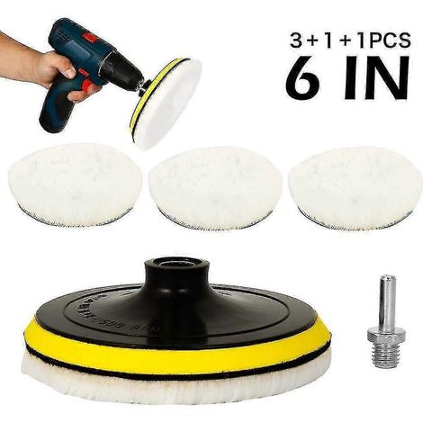5-teiliges Set Polierpads aus grober Wolle für Poliermaschinen, Bohrmaschinen und Wachs-6Inch