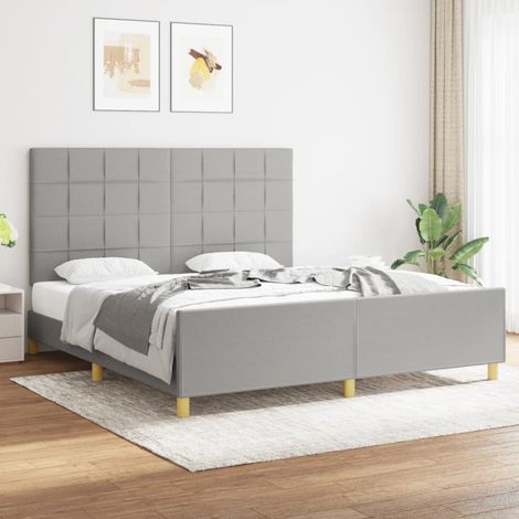 Cadre de lit sans matelas gris clair 180x200 cm tissu (1/5)