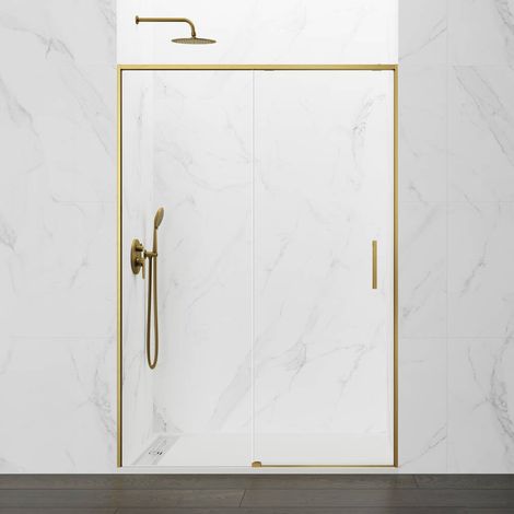GME TWENTY Mampara Frontal Ducha 1F+1C Oro Transparente - Medida: 120-125 cm - ref: TW125OR (1/2)
