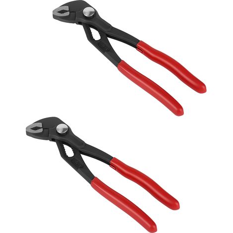 Sollbry 2 pièces Pince à pompe à eau, clé à tuyau réglable avec joint coulissant rainuré en acier Cr-V, pince à clé avec poignées rouges confortables (1/5)