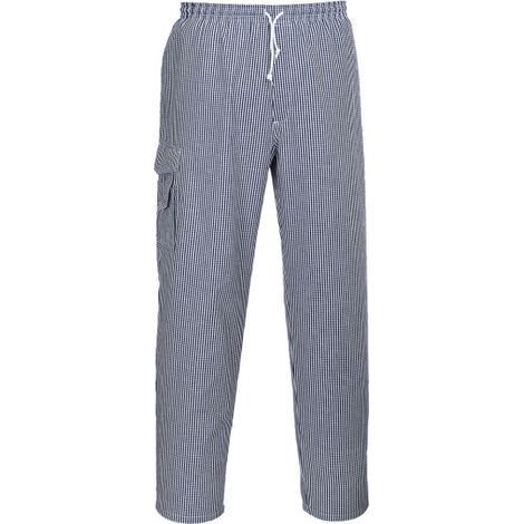 Pantalón de chef Chester Abertura por cremallera oculta Unisex PORTWEST C078 XXXL Cuadros Vichi Azul