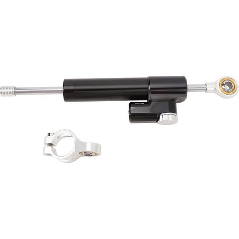 Amortisseur de direction moto réglable ajustement universel stabilité accrue stabilisateur pour moto noir+argent (1/5)
