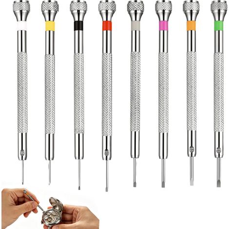 Tournevis de Precision, 0.6mm-2.0mm 8pcs Kit Visseuse de Précision, Mini Set Horlogerie, Outil de Réparation pour Montre, Lunettes et Électronique (1/5)