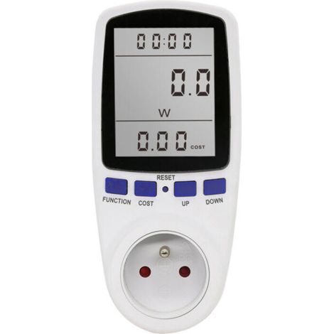 Wattmètre Prise, Compteur d'énergie AC 185V 264V Compteur de consommation d'énergie, Prise de Moniteur d'utilisation de l'électricité avec écran LCD (1/4)