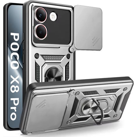 Custodia rinforzata per Xiaomi Poco X8 Pro, CamShield Slide, argento (1/5)