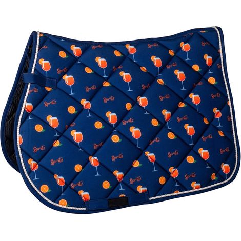 RETTANGLARE PONY, blu e arancio: Sottosella inglese modello Splash fantasia Spritz da dressage o rettangolare
