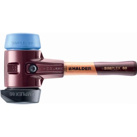 HALDER SIMPLEX Maza de goma rellena, con pie integrado / TPE blando, con carcasa de hierro maleable y mango de madera de alta calidad - D=80 mm - Mango extra corto - 3012.282