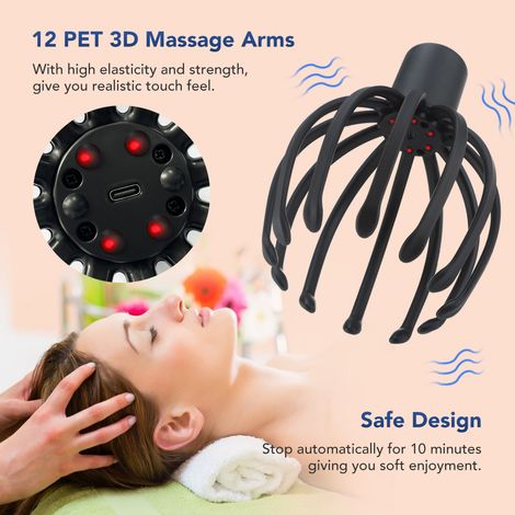 Masajeador de cabeza, masajeador de cabeza tipo pulpo, masajeador de cabeza eléctrico, dispositivo de terapia de cabeza para el hogar (1/2)