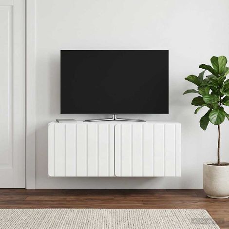 Wandmontierter TV-Schrank 78,5 x 31 x 30 cm Hochglanz Weiß (1/5)