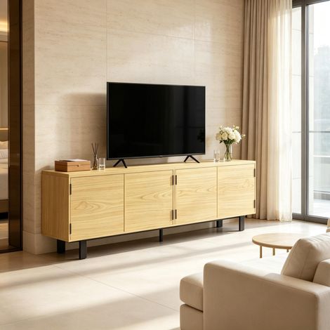 Mobile TV 180 cm con 4 ante a pressione, truciolare e metallo OKWISH (1/5)
