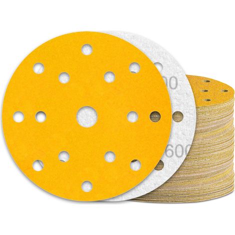 60 Disques Abrasifs 150mm Grain 600 15 Trous pour Ponceuse Excentrique - Lot Abrasif