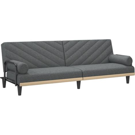 Divano letto con braccioli 205 x 89 x 70 cm tessuto grigio scuro 020019842