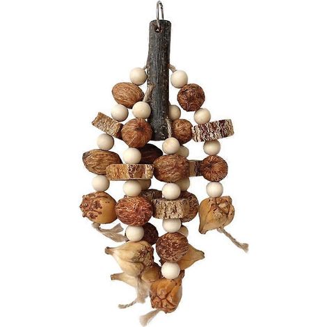 Perchoir suspendu jouet oiseau à mâcher bois perles blocs dentition jeu grignotage stimulation bec. (1/4)