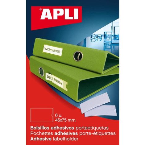 Pochettes adhésives porte-étiquettes - AGIPA - 45x75mm - Lot de 6 - Multicolore - 0.0200 kg