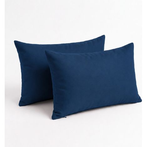 Lot de 2 Coussins d'Appoint 60x35 Bleu Pétrole - Déco Jardin & Déhoussable (1/5)
