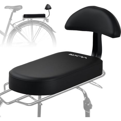 Coussin de siège arrière pour vélo – Siège enfant – Transport confortable avec dossier – 32 x 15 cm – Noir (1/5)