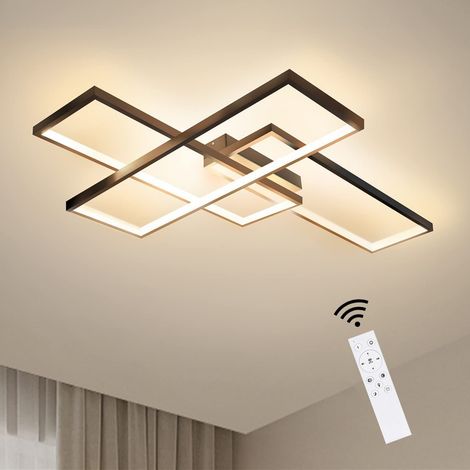 GBLY Deckenlampe LED Dimmbar Deckenleuchte: 65CM Schwarz Wohnzimmerlampe 65W Modern Schlafzimmerlampe Geometrisch Küchenlampe Design Bürolampe mit Fernbedienung für Wohnzimmer Schlafzimmer Küche Büro
