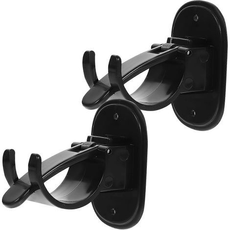 Set mit 2 Gardinenstangenhalterungen, Gardinenstangenclips, Handtuchhalterhalterungen, Gardinenzubehör – 8 x 7 cm – Schwarz (1/4)