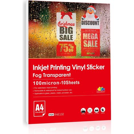 A4 Film Transparent Autocollant Imprimable Vinyle 10 Feuilles pour Jet D'encre (1/5)