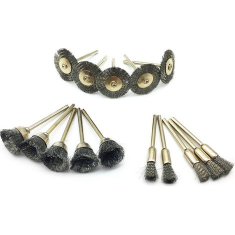 Ensemble de 15 forets, brosse métallique, brosse à roue en acier inoxydable, accessoires pour outil rotatif Dremel - Meulage, polissage, ponçage (1/4)