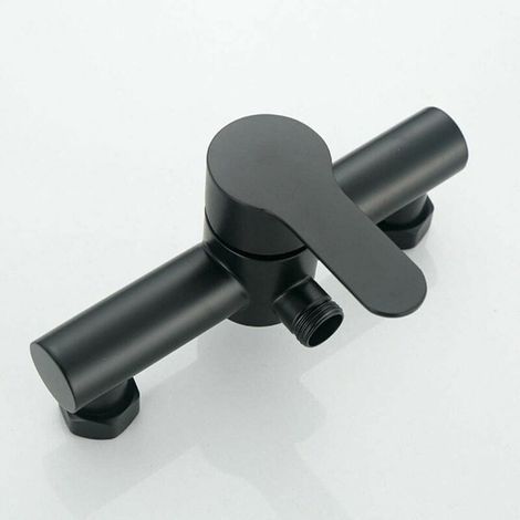 und Dusche und Badewannendusche in schwarzem Edelstahl und wandmontierter Duschkopfmischer und Unterputz-Duschmischer und Badewanne (1/5)