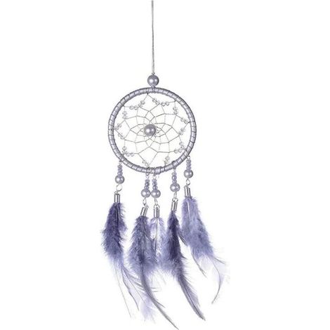 Attrape Rêve Fait Main Attrape Rêve avec Plume Net Décoration Attrape Rêve Enfants et Famille Salon Chambre Décoration Gris 347cm 1 Pièce (1/5)