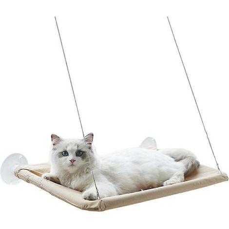 Lit de fenêtre pour chat, étagères de sécurité pour chat, siège pour chat gain de place à fixer à la fenêtre - Kaki (1/5)