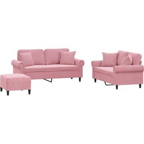 Maison Exclusive - Set di Divani 3 pz con Cuscini Rosa in Velluto