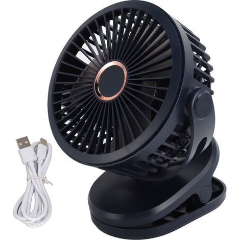 Ortviai Ventilateur Clip USB Rechargeable 10000 mAh, Rotation 360°, Bleu, pour Bureau et Chambre (1/5)
