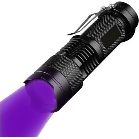 Lampe torche UV, lampe torche ultraviolette 395 nm, puissante lampe UV pour l'inspection des maisons et des hôtels, détecteur de lumière noire pour l'urine d'animaux, les taches, les punaises de lit, (1/4)