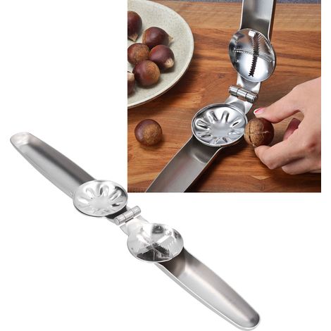 Nussknacker aus Edelstahl 304 – Nussknacker, Nussknacker, Nussknacker, Stechpalme und Kastanien, Küchenhelfer aus Edelstahl 304, 17,3 cm, Silber, 2-teiliges Set (1 Knacker + 1 Klaue) (1/5)