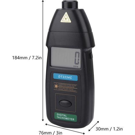 DT2234C Tachymètre laser numérique portable sans contact 2.5-99999RPM mesureur de vitesse (1/5)