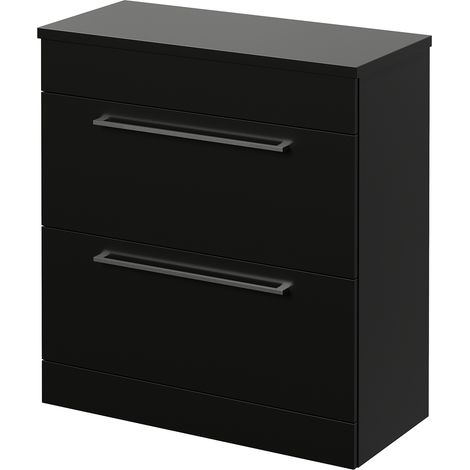 Napoli 390 Matt Black 800mm 2 Drawer Vanity Unit for Countertop Basins - 800mm - Chrome 480mm Handle