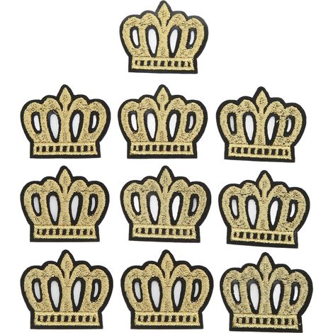 10Pcs Crown Embroidered Patch Shading Blemishes Damage Golden DIY Crown Patch for Clothes Handbags Hats Pants (1/5)