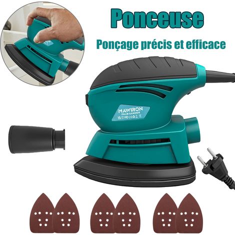Ponceuse à détail compacte 220W – Vitesse 13 000 tr/min – Pour bois et travaux précis – Avec aspiration des poussières – Livrée avec 6 feuilles abrasives (1/5)
