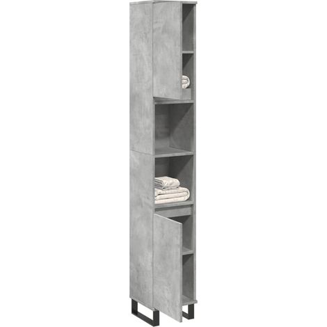 vidaXL Armadietto Bagno Grigio Cemento 30x30x190 cm Legno Multistrato