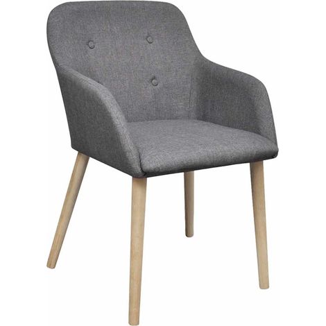Maison Exclusive - Sedie da Pranzo 4 pz Grigio Chiaro Tessuto e Massello Rovere (1/5)