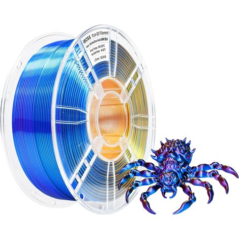Soie Tricolore PLA+ Filament 1.75mm, Brillance soyeuse, High Tenacity, FDM Filament Imprimante 3D, Précision Dimensionnelle +/- 0.02mm, 1KG Bobine (2.2 LBS), Silk Rouge Bleu et Or