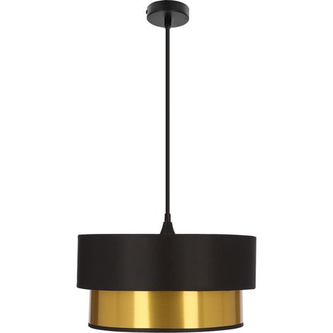 Suspension déco noire abat-jour noir/or E27 60W Erna Candellux (1/2)