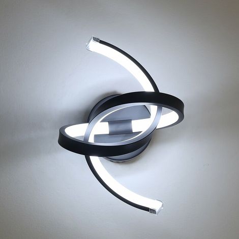 Applique murale d'intérieur LED au design incurvé moderne en acrylique pour chambre à coucher salon 16 W Noir (1/4)
