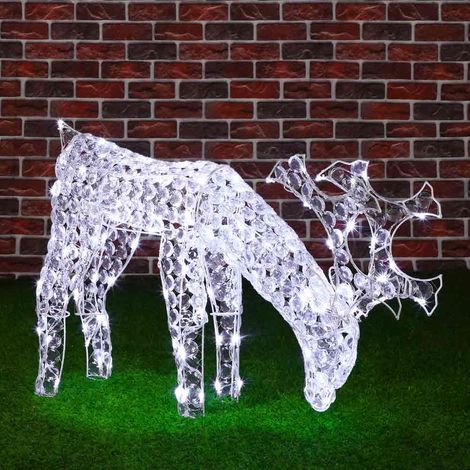 Renna Natalizia Luminosa mangia erba 3D in Acrilico 100 LED Bianco Freddo H42 cm (1/5)