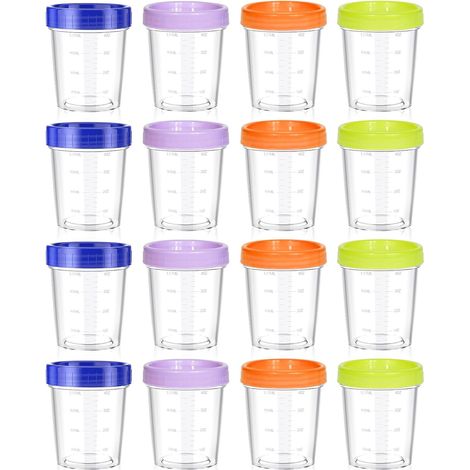 Lot de 16 petites boîtes en plastique avec couvercle - 120 ml - Rondes - Avec couvercle - Petites boîtes pour sauces, salade (1/5)