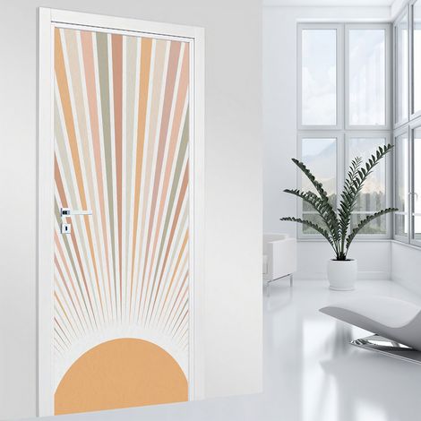 Stickers pour porte - Soleil boho - 63 x 205 cm - Adhésif MAT (1/2)