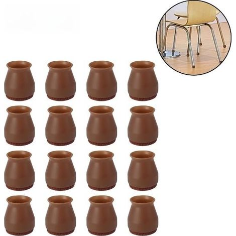 Stuhlbeinschoner – Elastisches Silikon mit integriertem Filzpolster – Für runde, quadratische oder unregelmäßige Beine – Durchmesser 3 bis 4,5 cm – 16 Stück (1/5)