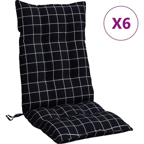 Coussins de chaise à dossier haut lot de 6 motif carreaux noir (1/5)