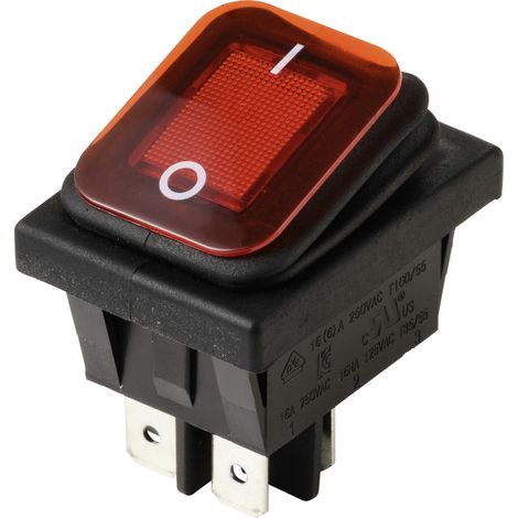 TRU COMPONENTS TC-13599528 Wippschalter  250 V/AC 16 A 2 x Aus/Ein IP65 (Front) rastend 1 St.