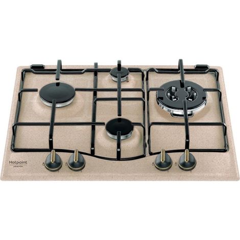 Placa de cocción a gas empotrada Hotpoint PC640T(AV)R/HA de 4 quemadores en bronce avena