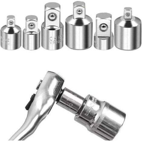 Adattatore per bussola, set di adattatori a cricchetto da 6 pezzi, da 1/4" a 3/8", da 3/8" a 1/4", da 3/8" a 1/2", da 1/2" a 3/8", da 1/2" a 1/4", da 1/4" a 1/2", set di adattatori riduttori per punte